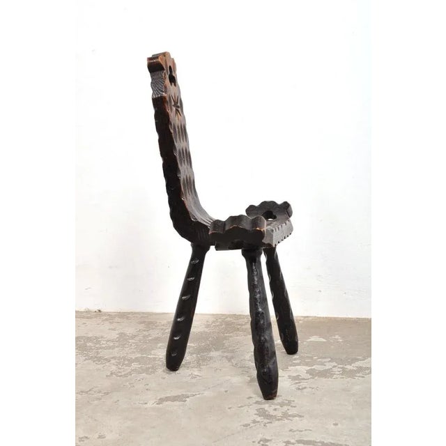 1960s Spanish Brutalist Wooden Chair, 1960s For Sale - Image 5 of 11