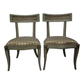 Pair of Italian Hollywood Regency Klismos Chairs For Sale