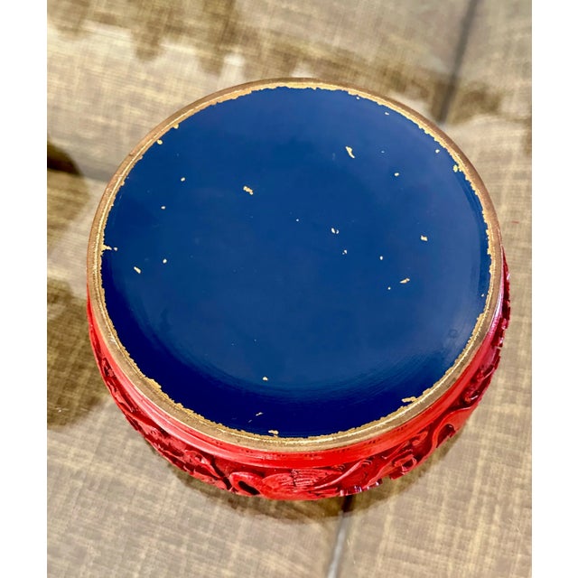 Chinese Cinnabar Lacquered Enameled Lidded Box For Sale - Image 10 of 12