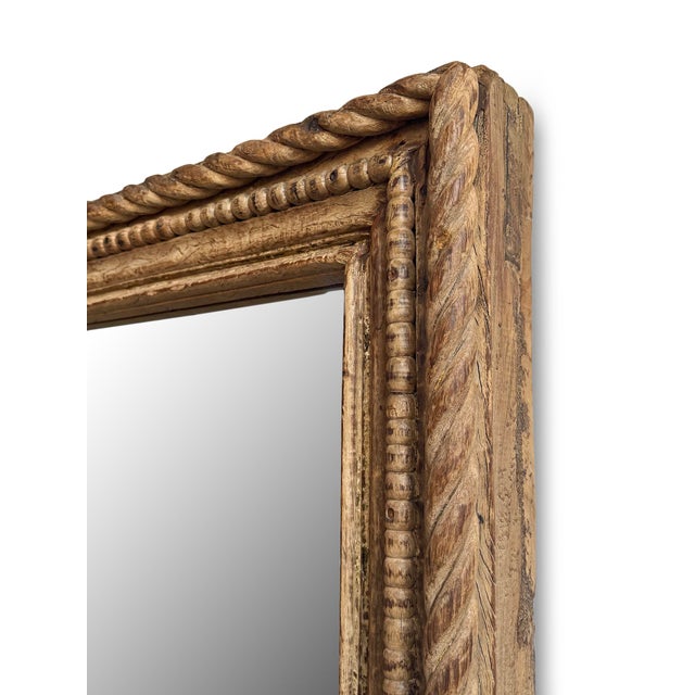 Original Antique Indian Carved Full Length Mirror For Sale In Los Angeles - Image 6 of 6