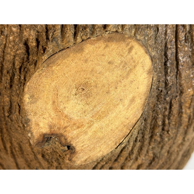 Brown Folk Art Sewer Tile Tree Stump Jug: Handcrafted 20th Century Pottery For Sale - Image 8 of 10