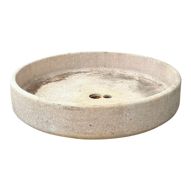 Vintage Monumental Stone Disc Garden Planter For Sale