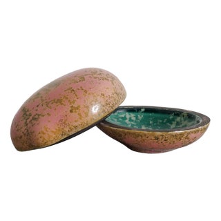 Mid-Century Modern Swedish Pink Gold Stoneware Ceramic Box by Hans Hedberg for Biot France, 1950s For Sale