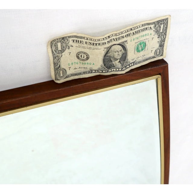 Paul McCobb Pair of Walnut & Brass Boat Shape Mirrors Atr. to Paul McCobb For Sale - Image 4 of 10