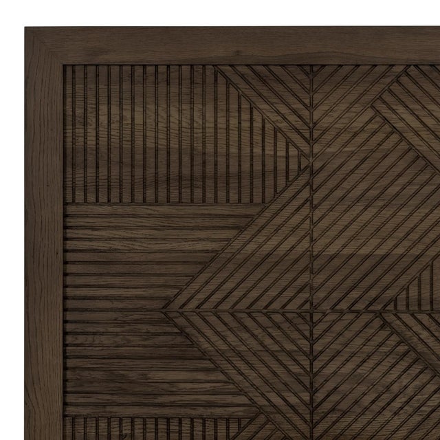 Walnut Stain Geometric King Bed Frame For Sale In Los Angeles - Image 6 of 6