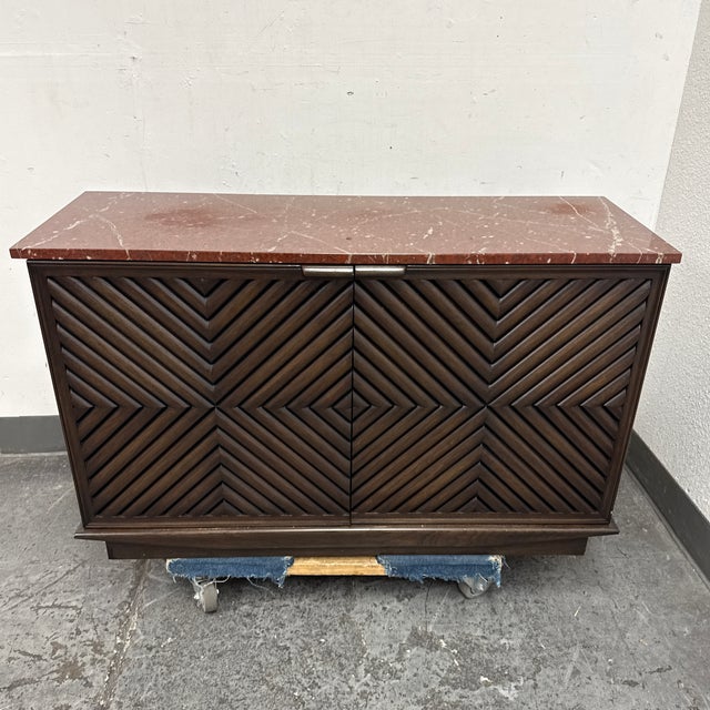 John Toebler for Campero's Chevron Mahogany + Red Marble Buffet For Sale - Image 11 of 12