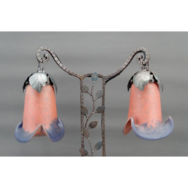 Vintage Art Deco Wrought Iron Lamp by Muller, 1920 For Sale - Image 14 of 18