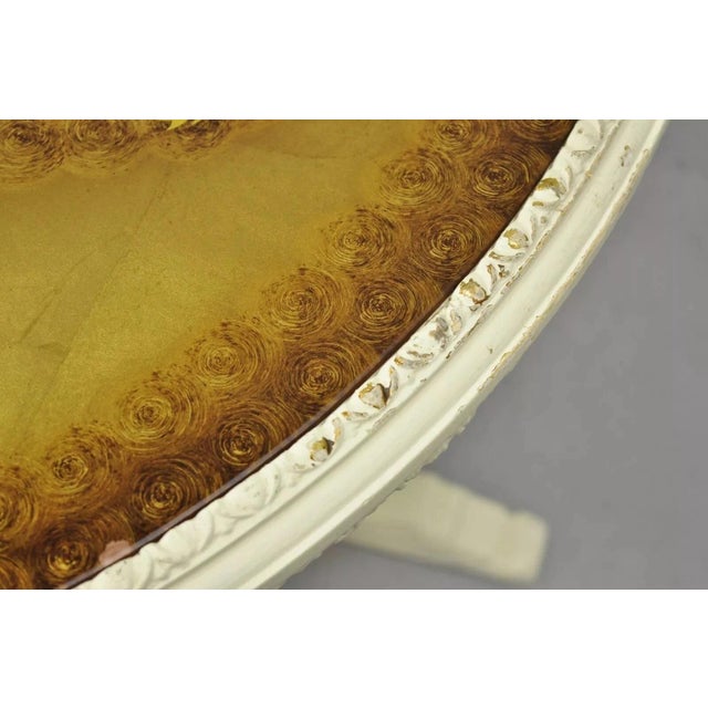 Vintage Hollywood Regency Gold Leaf Glass Kidney Bean Shaped Side Tables - Pair For Sale - Image 10 of 15