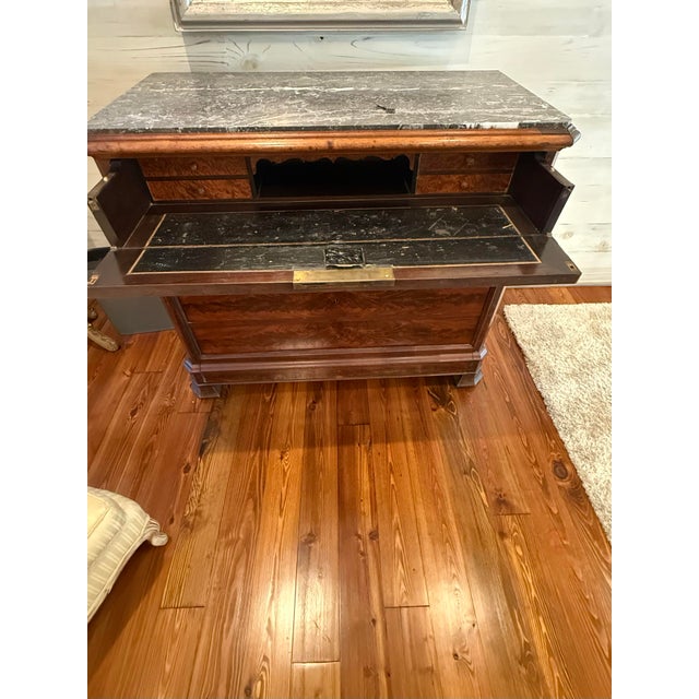 Mid 19th Century 19th Century French Flame Mahogany Marble Top Secretaire a Abattant For Sale - Image 5 of 12