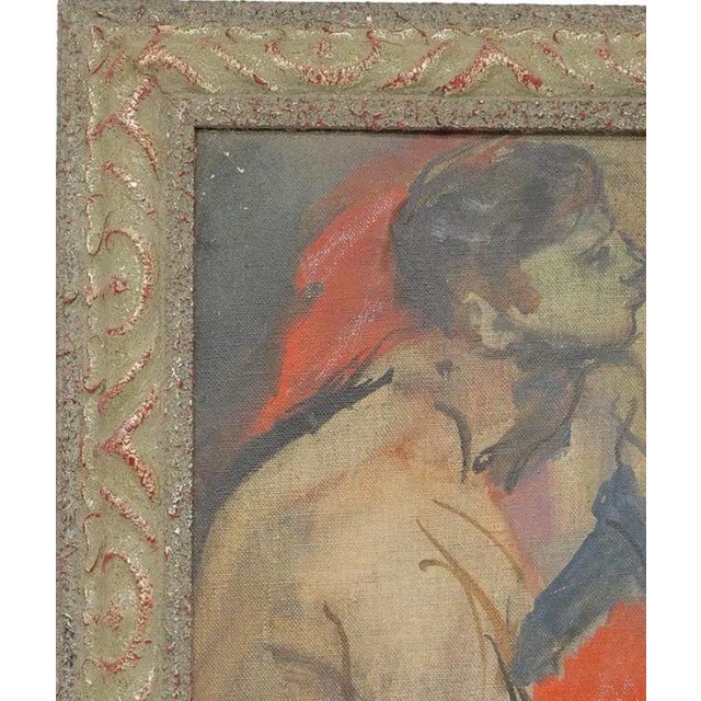 1950s Original Mid Century Modern Figural Oil Painting by Doris Klein New York School For Sale - Image 5 of 10