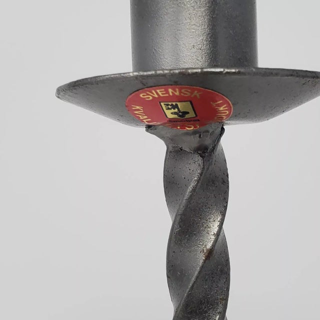 Mid 20th Century Set of 3 Metal Candelabra Candle Holders Svensk Kvalitetsprodukt Smedjan Sweden Mid 20th Century For Sale - Image 5 of 6