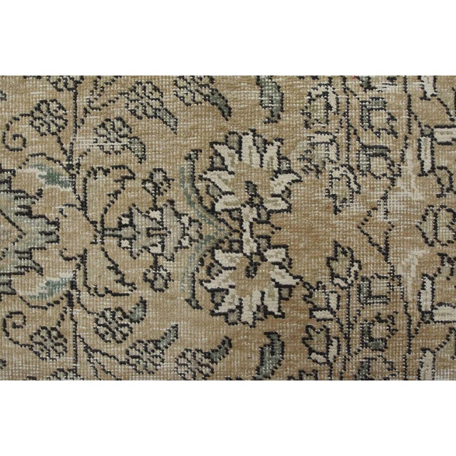 Beige Tabriz Rug 10’1” X 12’11” Beige Wool Vintage Distressed Hand-Knotted Carpet For Sale - Image 8 of 15