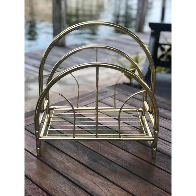Vintage Mid-Century Brass Magazines/Books Rack For Sale - Image 9 of 9