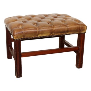 Mid 20th Century Tufted Leather Foot Stool/Bench For Sale
