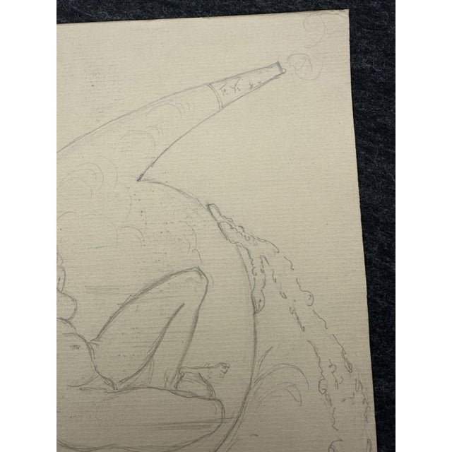 Carl Heinz Berberich, Nude, Devil Fries the Naked Vulva in the Glass Flask of Sin to…, Pencil on Paper For Sale - Image 11 of 13