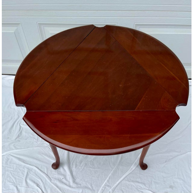 Wood Mid 20th Century Vintage Statton Furniture Drop Leaf Cherry Corner Table For Sale - Image 7 of 10