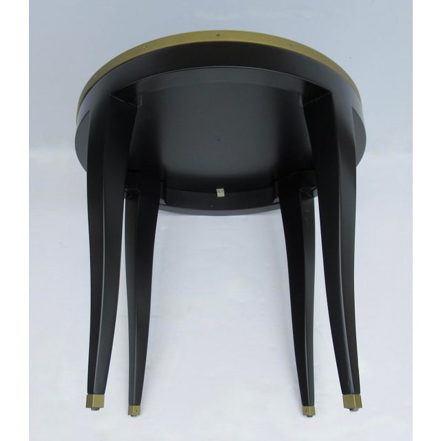 C. 1980's Donghia "Essence" Collection Round Side/End Table Satin Black Lacquer Finish With Brushed Brass Details For Sale - Image 16 of 18