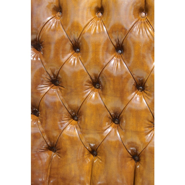 Vintage Tufted Faux Leather Wingback Armchair – Chesterfield Library Chair For Sale - Image 9 of 18
