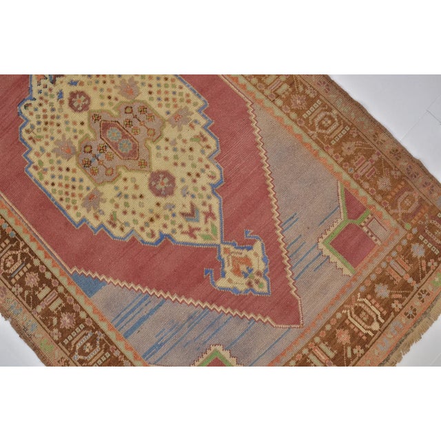 Handmade wool carpet in Turkish Anatolia , Vintage Oushak Rug,Turkish Vintage Anatolian Rug, Handmade wool Rug . One Of...