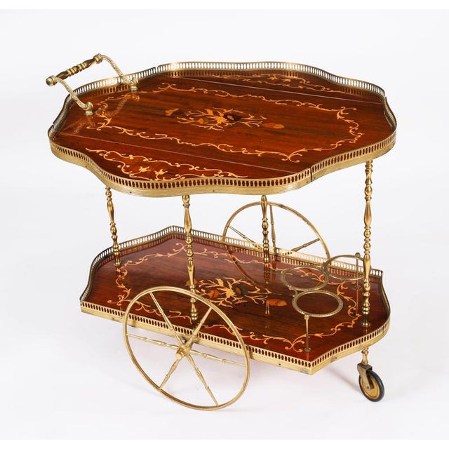 Vintage Italian Sorento Marquetry Drinks Trolley, 1960 For Sale - Image 3 of 18