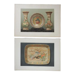 Late 19th Century Lithographs of Japanese Satsuma Ceramics - A Pair