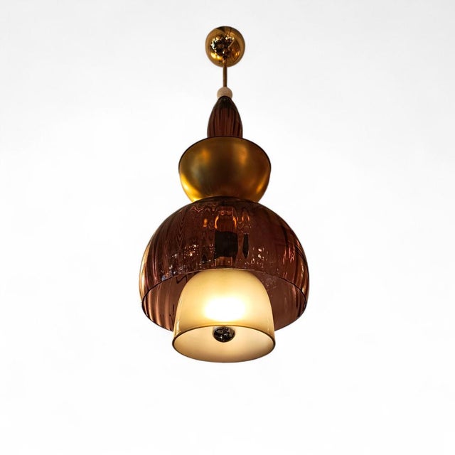 Mauve Cup Lamps in Murano Glass, 1960s, Set of 2 For Sale - Image 3 of 5