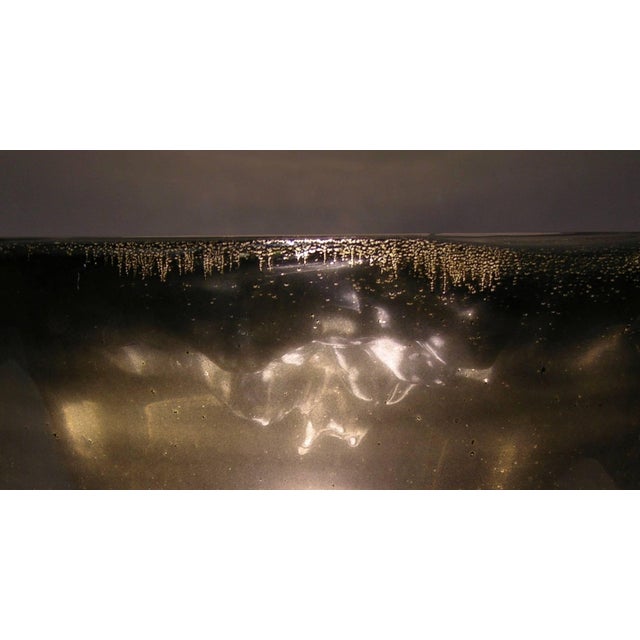 1980s Italian Large Modern Ruffled Silver Glass Bowls Lamps - A Pair For Sale - Image 5 of 9