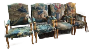 19th Century Carved Beech Wood Chairs Covered in 17th Century French Aubusson Tapestry Found in a 15th Century Castle in Scotland