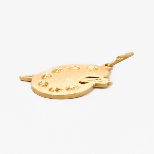 Vintage Signed American Charm Co 14k Gold Artist Palette & Brush Bracelet Charm For Sale - Image 11 of 15