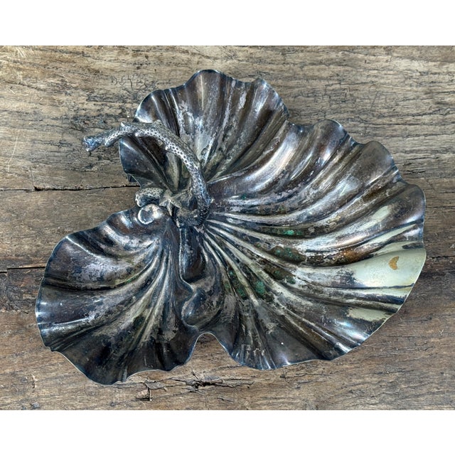 William Hutton & Sons Antique Coastal Silverplate Shell Platter With Sculptural Nautical Coral Handle For Sale - Image 4 of 10