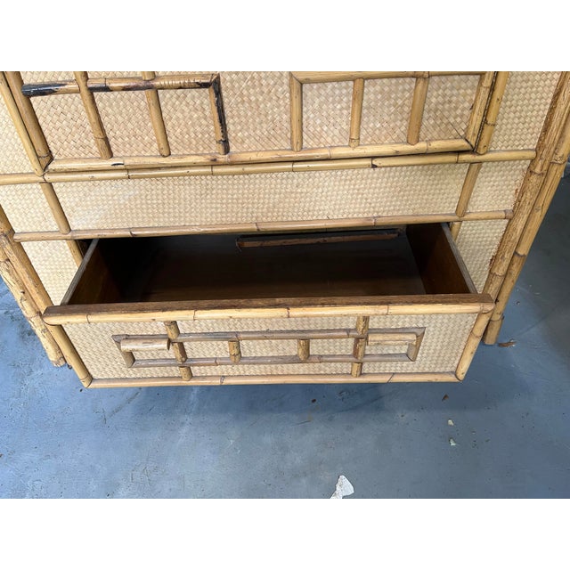 1970s 1970s Vintage Bamboo & Raffia Armoire For Sale - Image 5 of 6