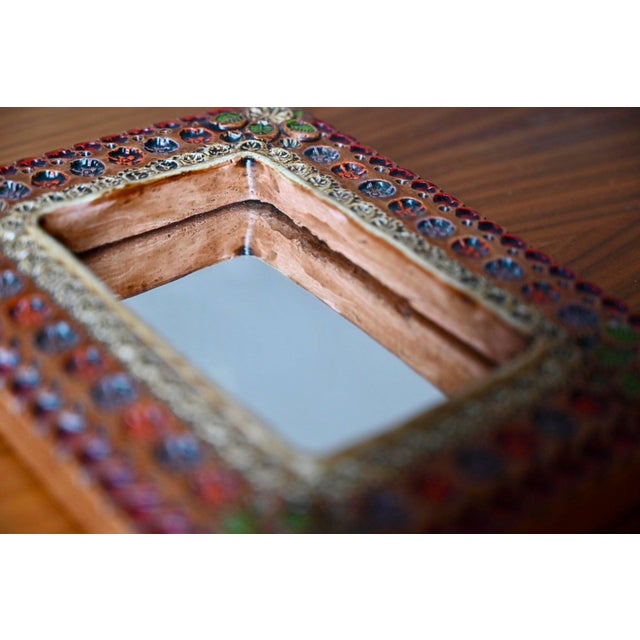 Handcrafted Ceramic Wall Mirror, Vallauris, 1960s For Sale - Image 3 of 10