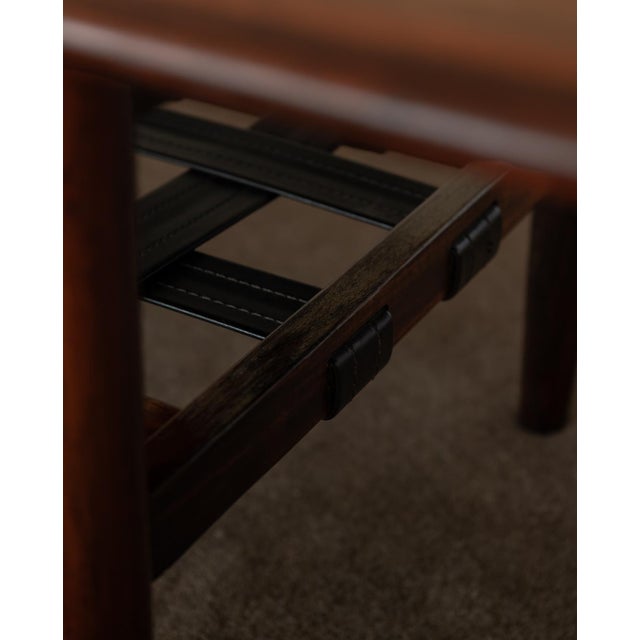 Mid-Century Dutch Rosewood Coffee Table with Leather Magazine Shelf attributed to Topform, 1960s For Sale - Image 16 of 18