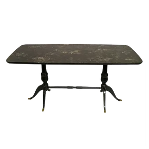 Dining Table With Marble Effect Glass Top, 1930s / 40s
