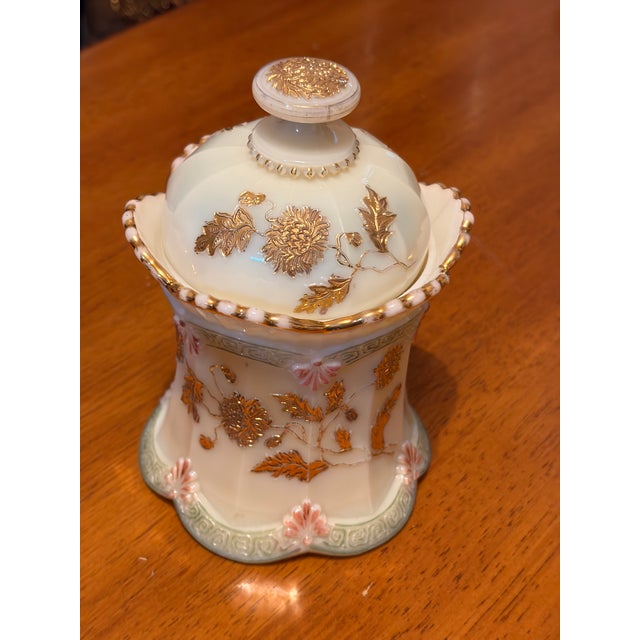 Early 20th Century Northwood Glass Company Custard Glass Table Set - Set of 3 For Sale - Image 16 of 18