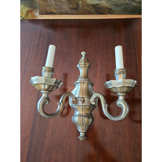 Vintage Mid Century Pair Classical Sconces For Sale - Image 4 of 6