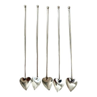 French Sterling Tea Spoons With Heart Shape - Set of 4 For Sale