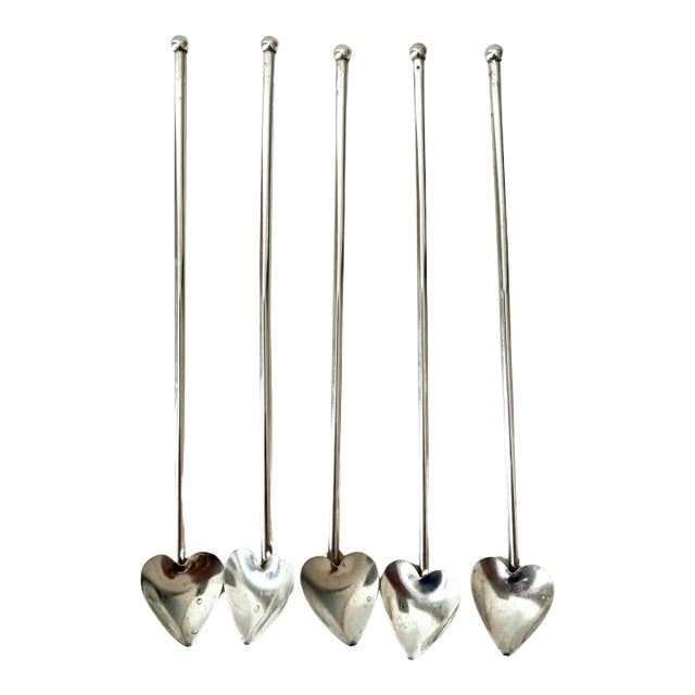French Sterling Tea Spoons With Heart Shape - Set of 4 For Sale