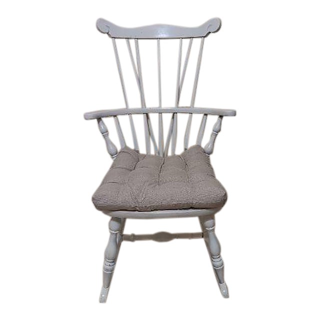 Vintage Maple Comb Back Rocking Chair White For Sale