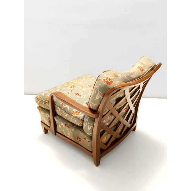 Olive Green Armchairs with Walnut Frames attributed to Paolo Buffa, Italy, 1940s, Set of 2 For Sale - Image 6 of 15