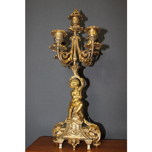 Cherub Candlesticks in Gilt Bronze, Late 19th Century, Set of 2 For Sale - Image 10 of 12