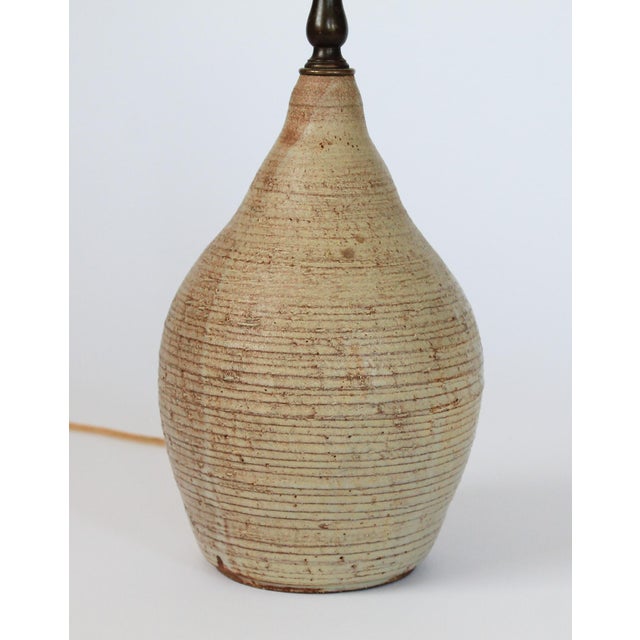 Ceramic 1970's Studio Art Pottery Beige Table Lamp For Sale - Image 7 of 9