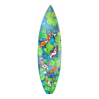 Custom Hand Painted Koi Surfboard For Sale