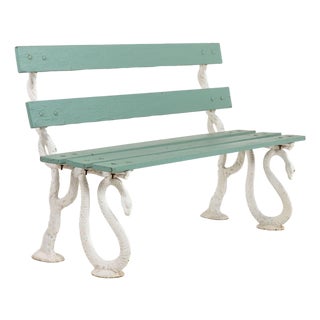 Iron Serpent and Twig Garden Bench, English Mid 20th C. For Sale