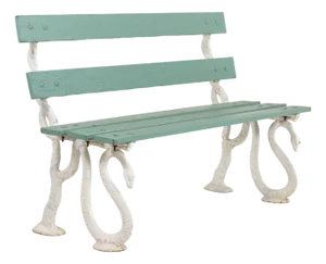 Iron Serpent and Twig Garden Bench, English Mid 20th C.