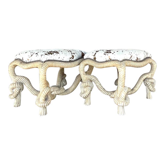 Vintage Regency Rope and Knot Stools - a Pair | Chairish