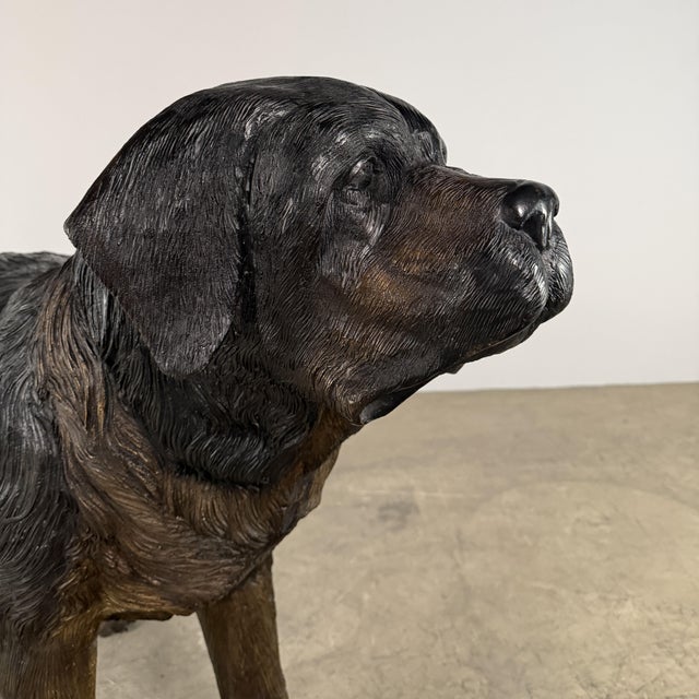 Contemporary Large Bronze Mastiff (St. Bernard) Dog Sculpture – 48” Guardian Estate Statue For Sale - Image 3 of 10
