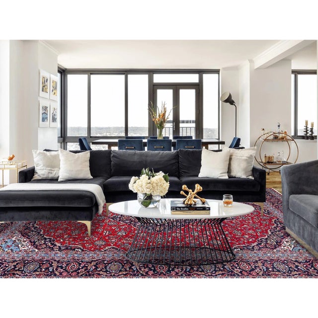 1960s 1960 9'6"x13'5" Portia Red Hand Knotted Vibrant Wool Vintage Persian Kashan Clean Rug For Sale - Image 5 of 12