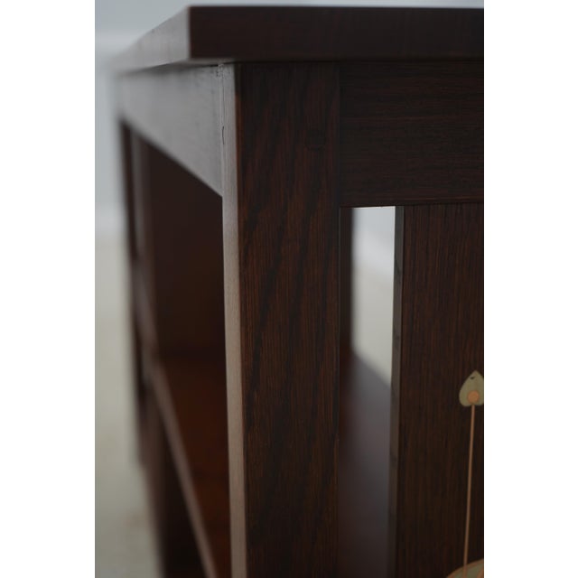 Stickley Mission Oak Harvey Ellis 3 Tier Inlaid Bookcase For Sale - Image 10 of 12