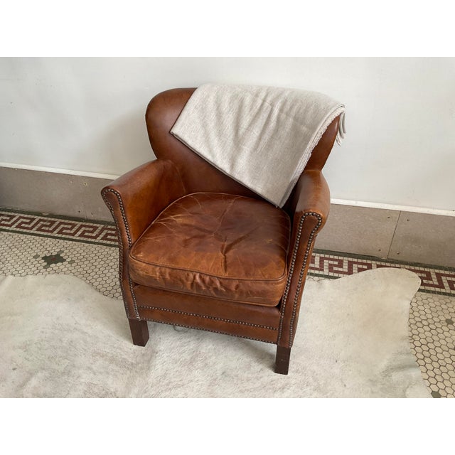 Vintage Distressed Brown Leather Club Chair For Sale - Image 17 of 17